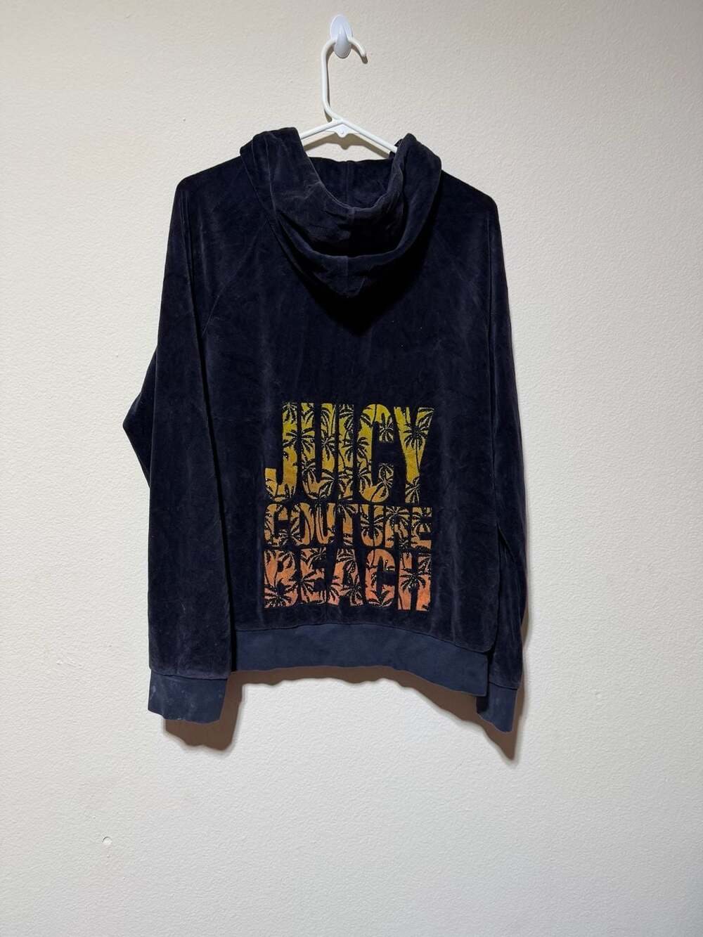Juicy Couture Beach Navy Velour Full-Zip Hoodie Jacket XL - Picture 3 of 3